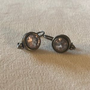 Rose quartz, sterling, silver earrings